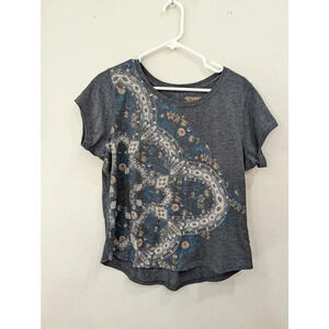 Women's grey Western print crew neck T-shirt by Shyanne XL